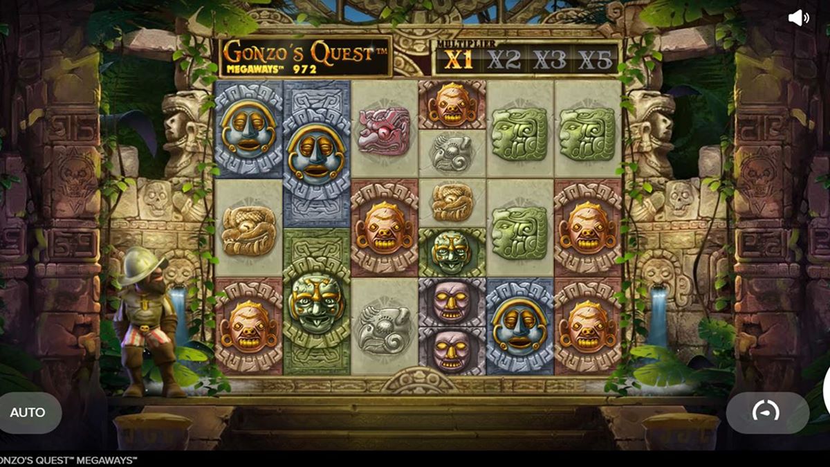 Ecrã base do Gonzo's Quest Megaways