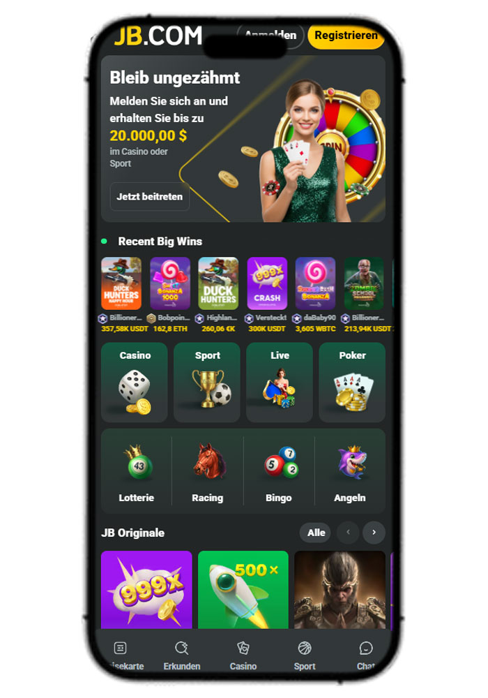 JB Casino versão móvel