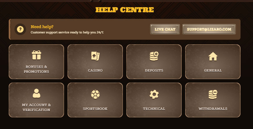 Lizaro Casino Apoio ao Cliente Portugal
