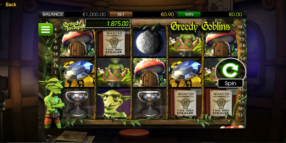 Ecrã base do Greedy Goblins