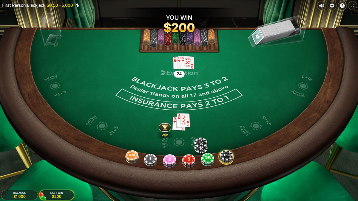 Live Blackjack Win