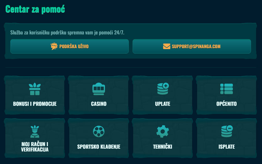 Apoio ao Cliente Spinanga Casino Portugal