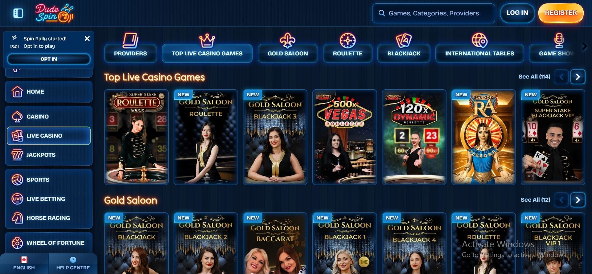 DudeSpin live casino