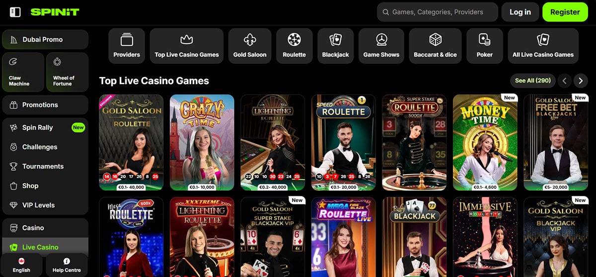 SpinIt casino ao vivo