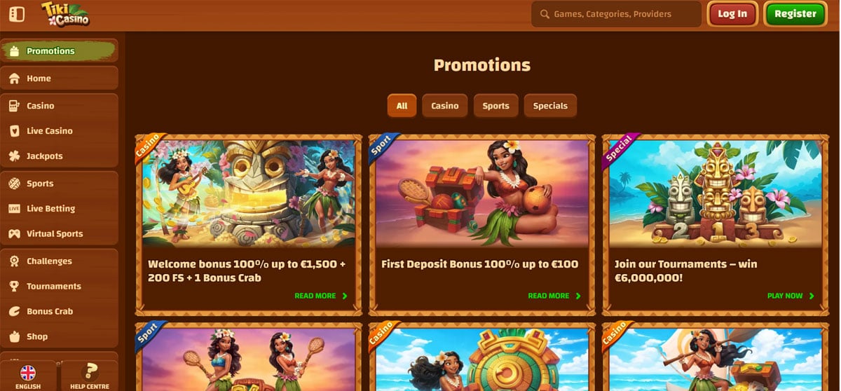 Promoções do Tiki Casino