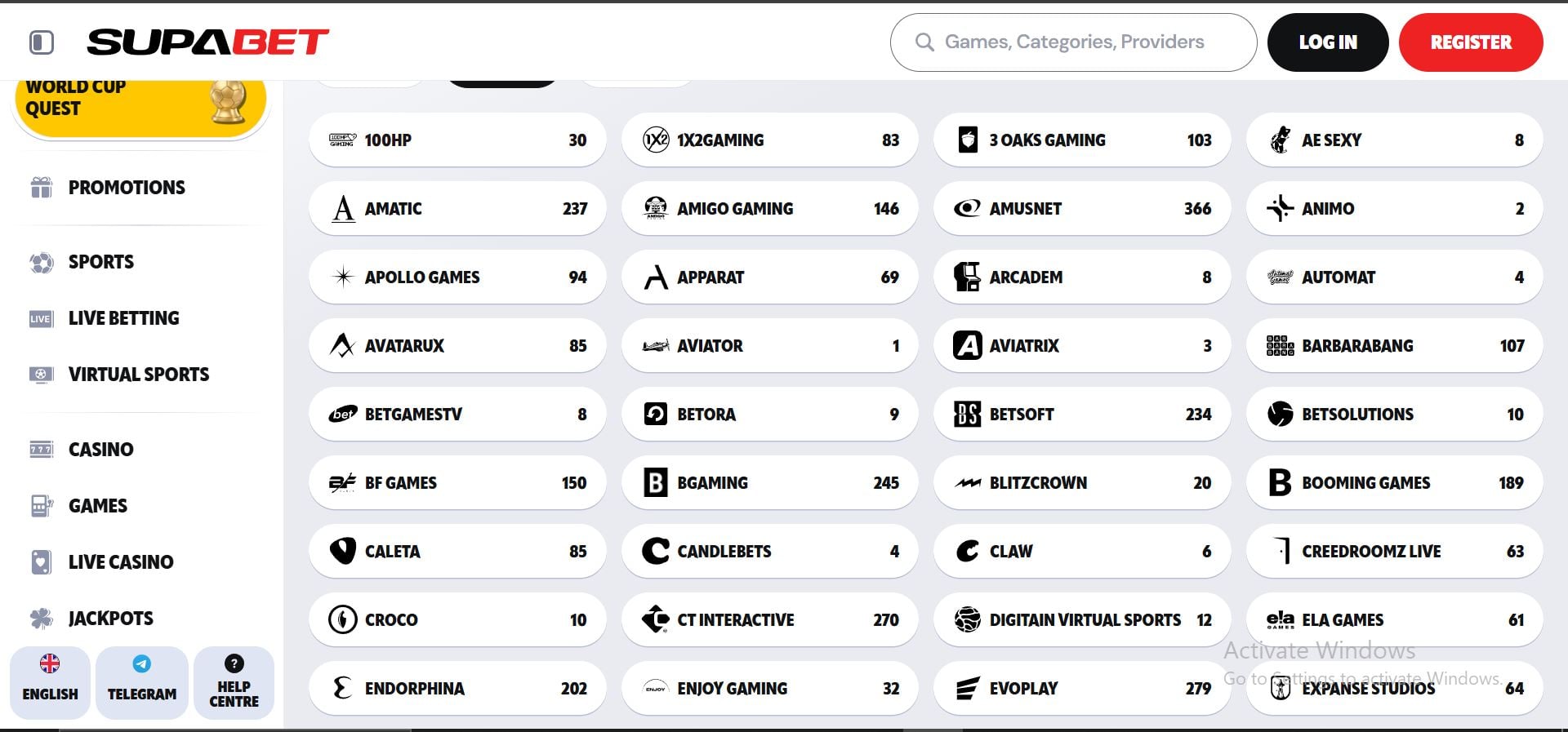 supabet-casino-providers-list