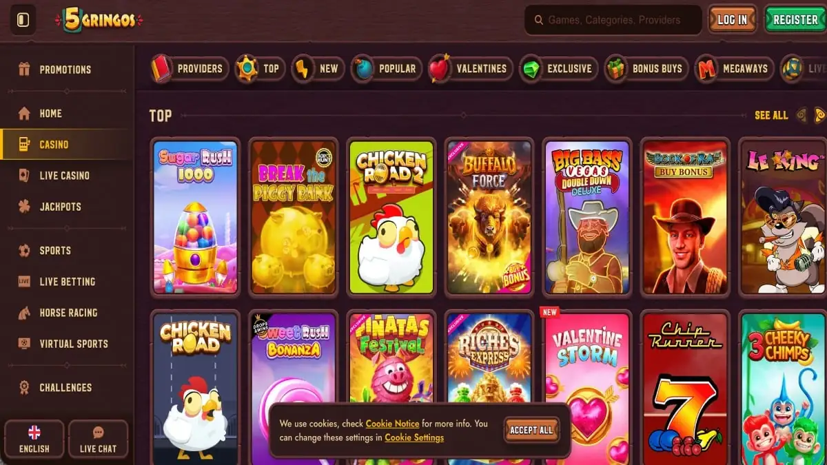 Coleção de Jogos do 5 Gringos Casino
