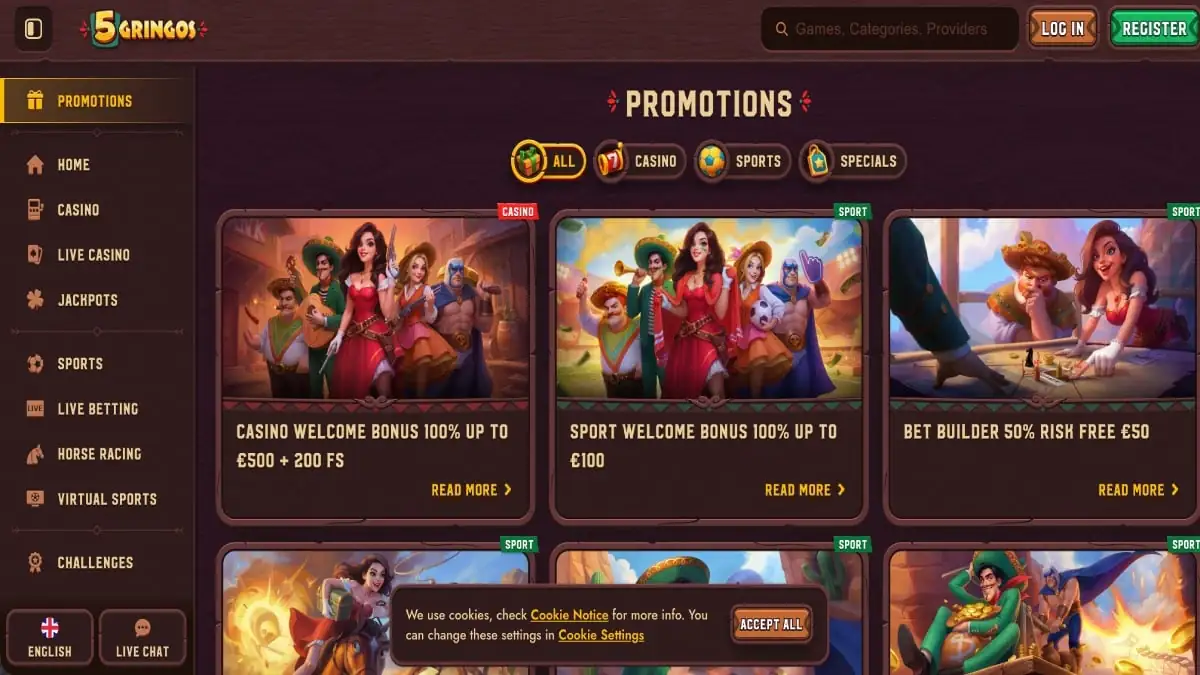 Promoções do 5 Gringos Casino